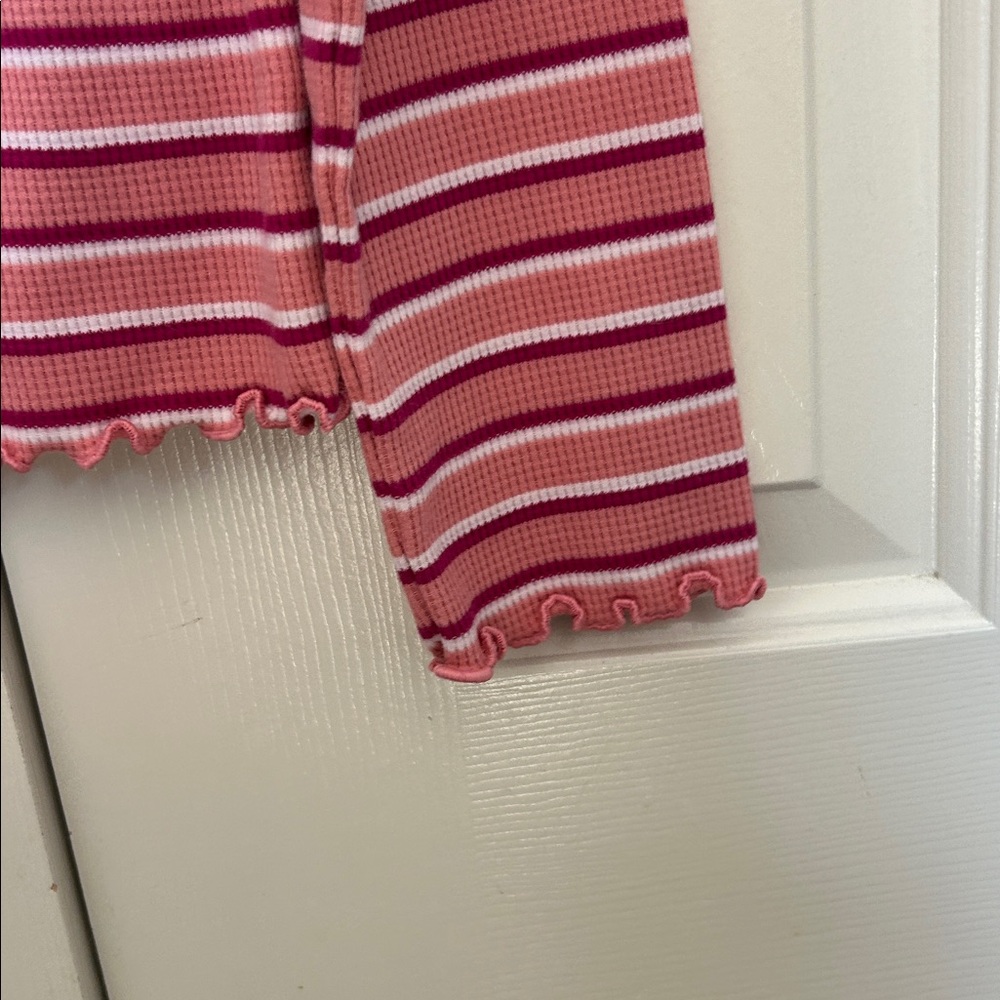Pink Striped Shirt w/ Ruffled Hems - Picture 5 of 9